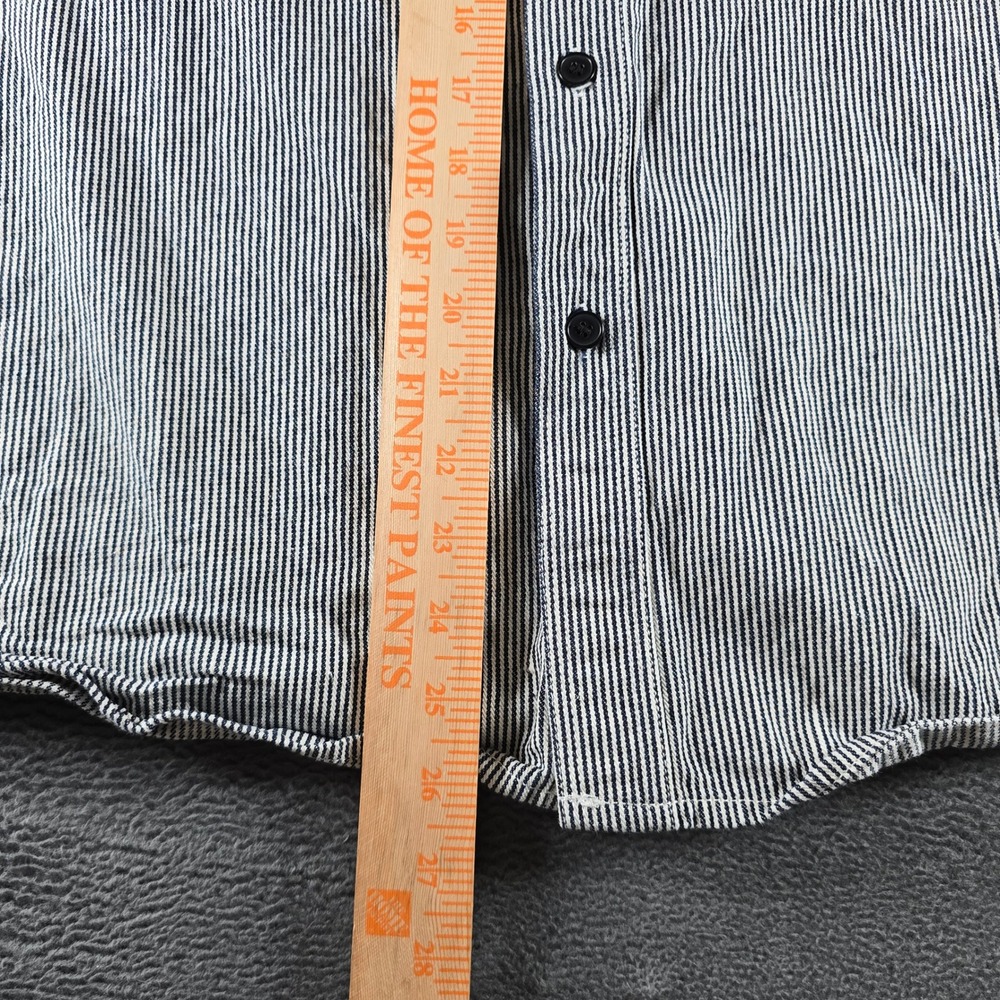 HickoryShirtCo Mens 3XL Blue White Striped Cotton Long Sleeve Work Shirt Pockets - Picture 5 of 7